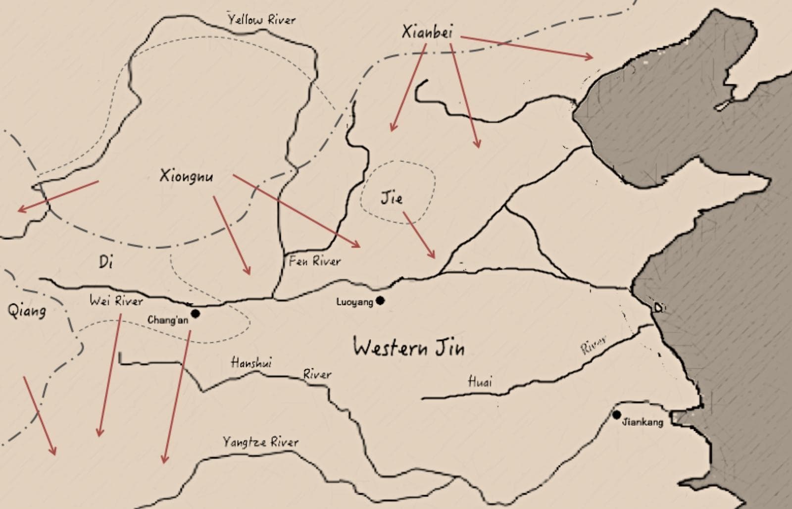 Uprising of the Five Barbarians in Western Jin.