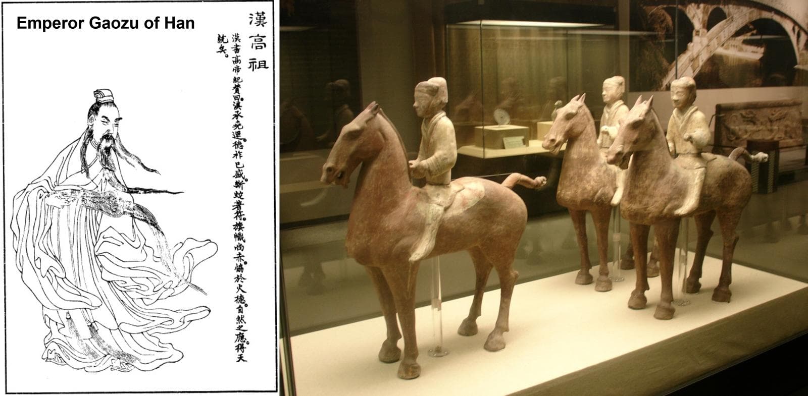 Illustration of Han Gaozu and ceramic status of the Han military