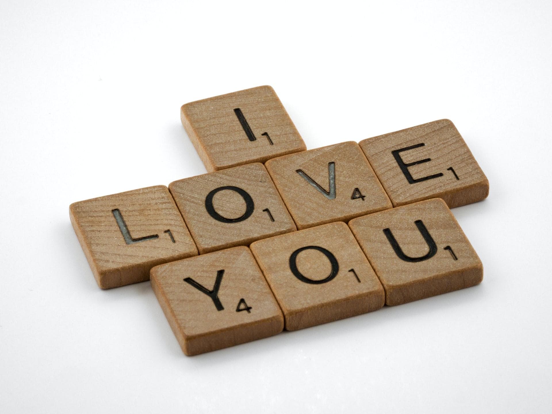 Blocks spelling 'I love you'