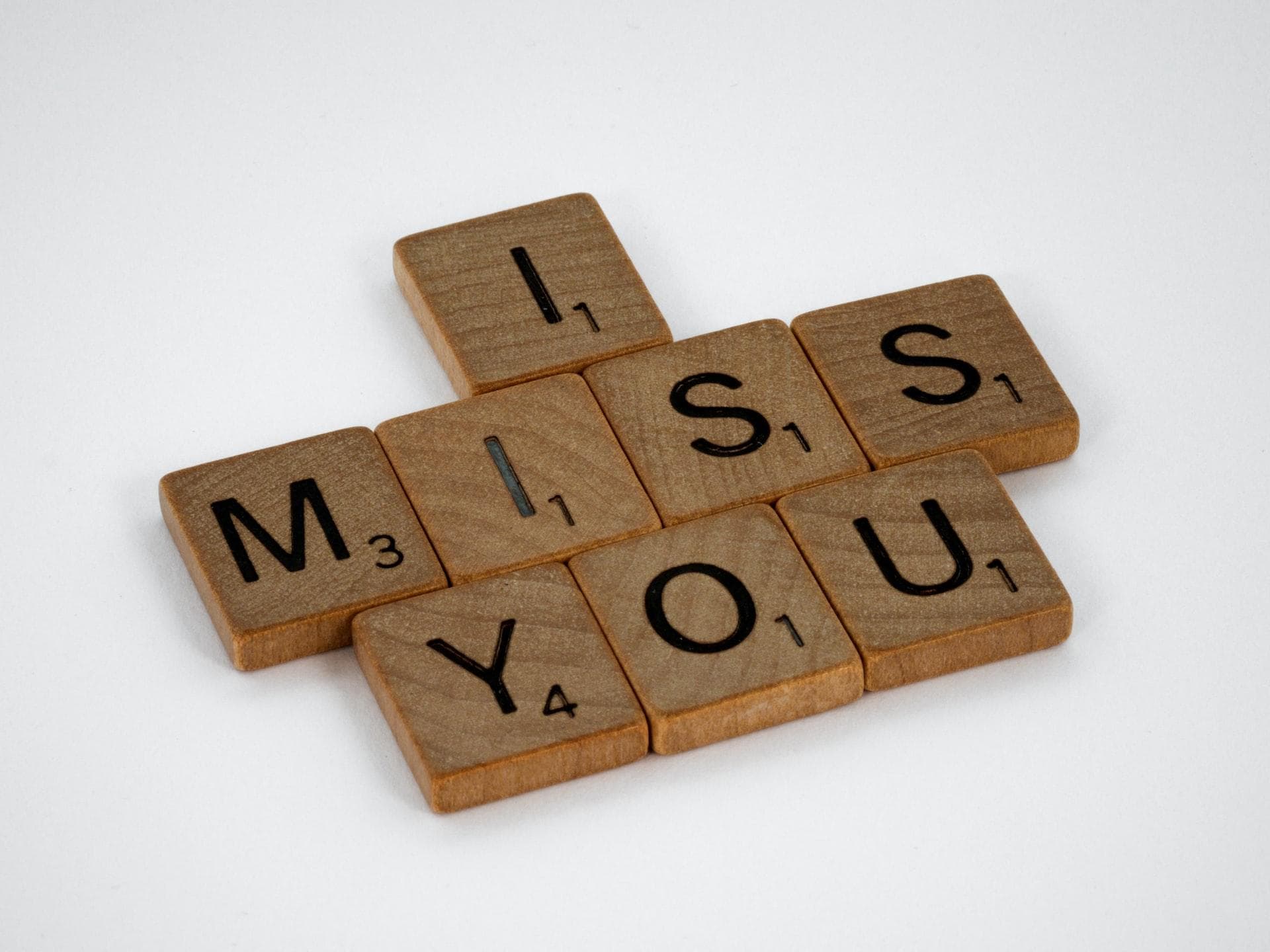 Blocks spelling 'I miss you'