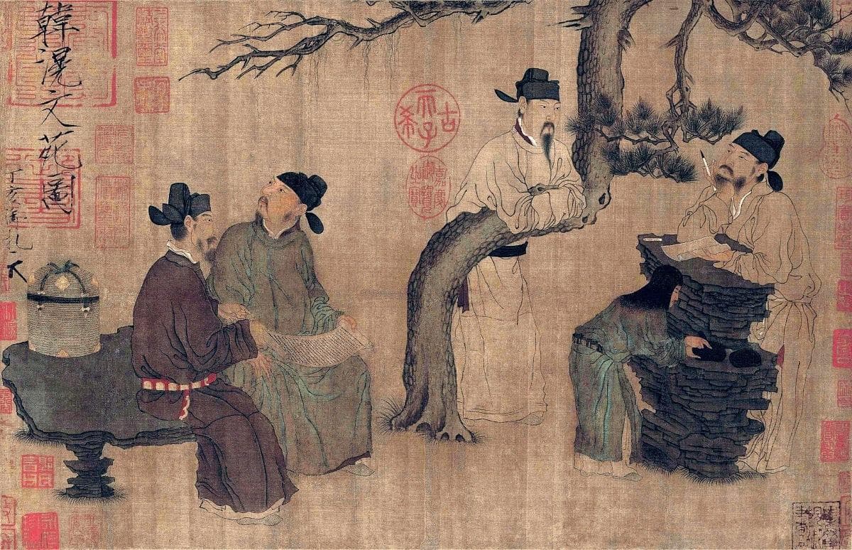 A Literary Garden by Zhou Wenju, Song Dynasty