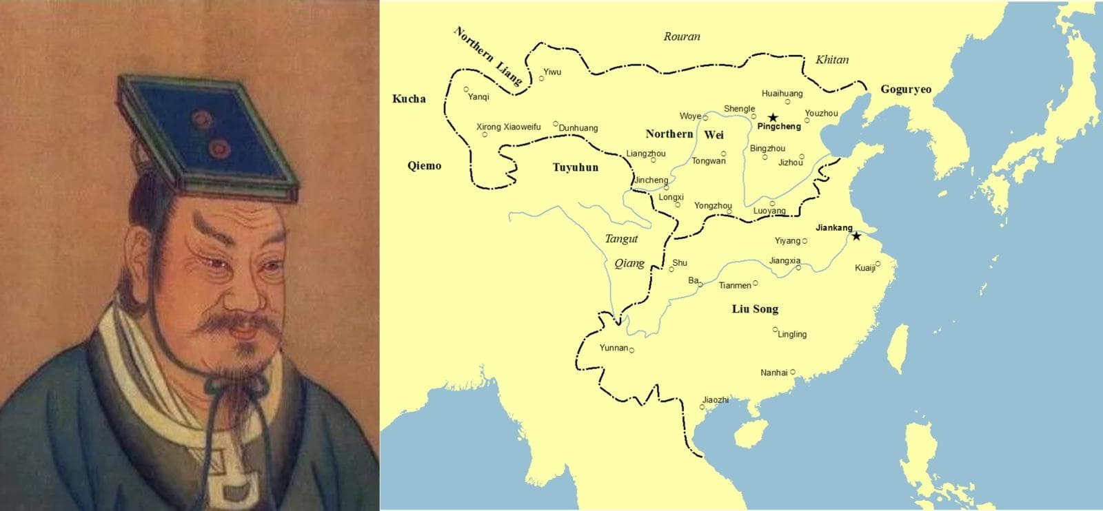 Liu Yu, Emperor Wu of Liu Song and map of Liu Song in 460 CE