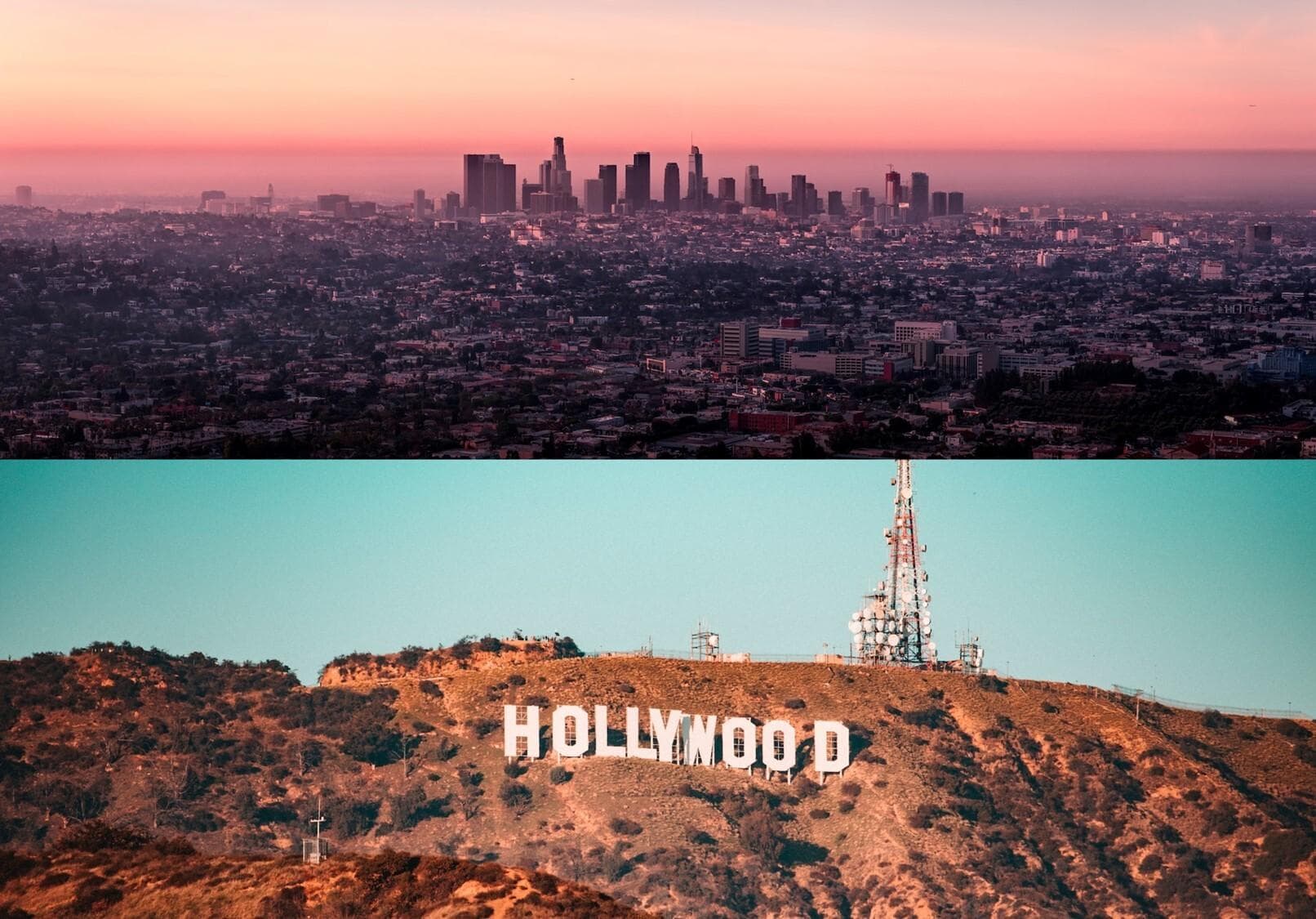 Hollywood Sign and Downtown Los Angeles