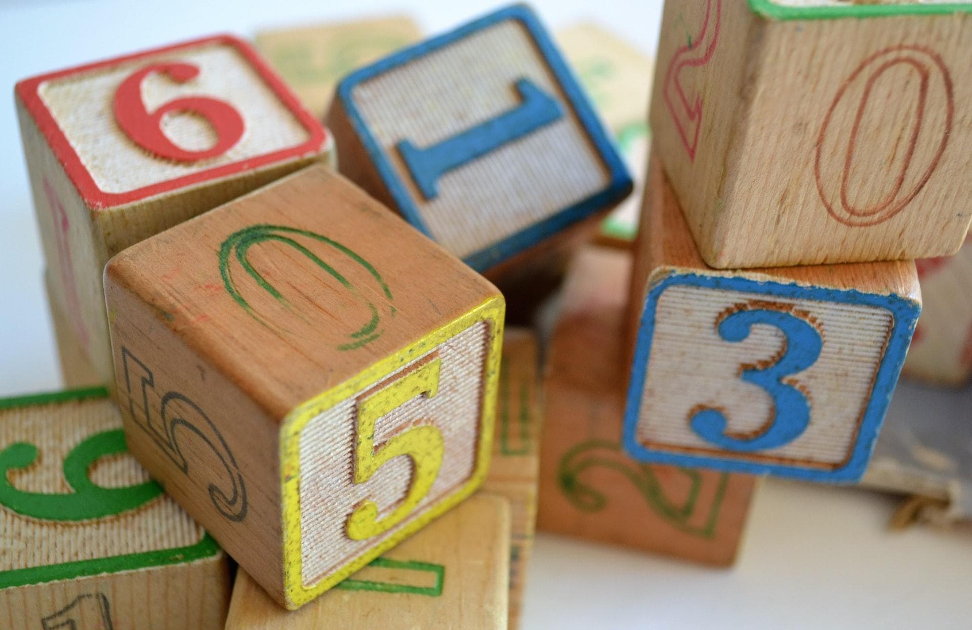 Children's blocks with numbers on them'