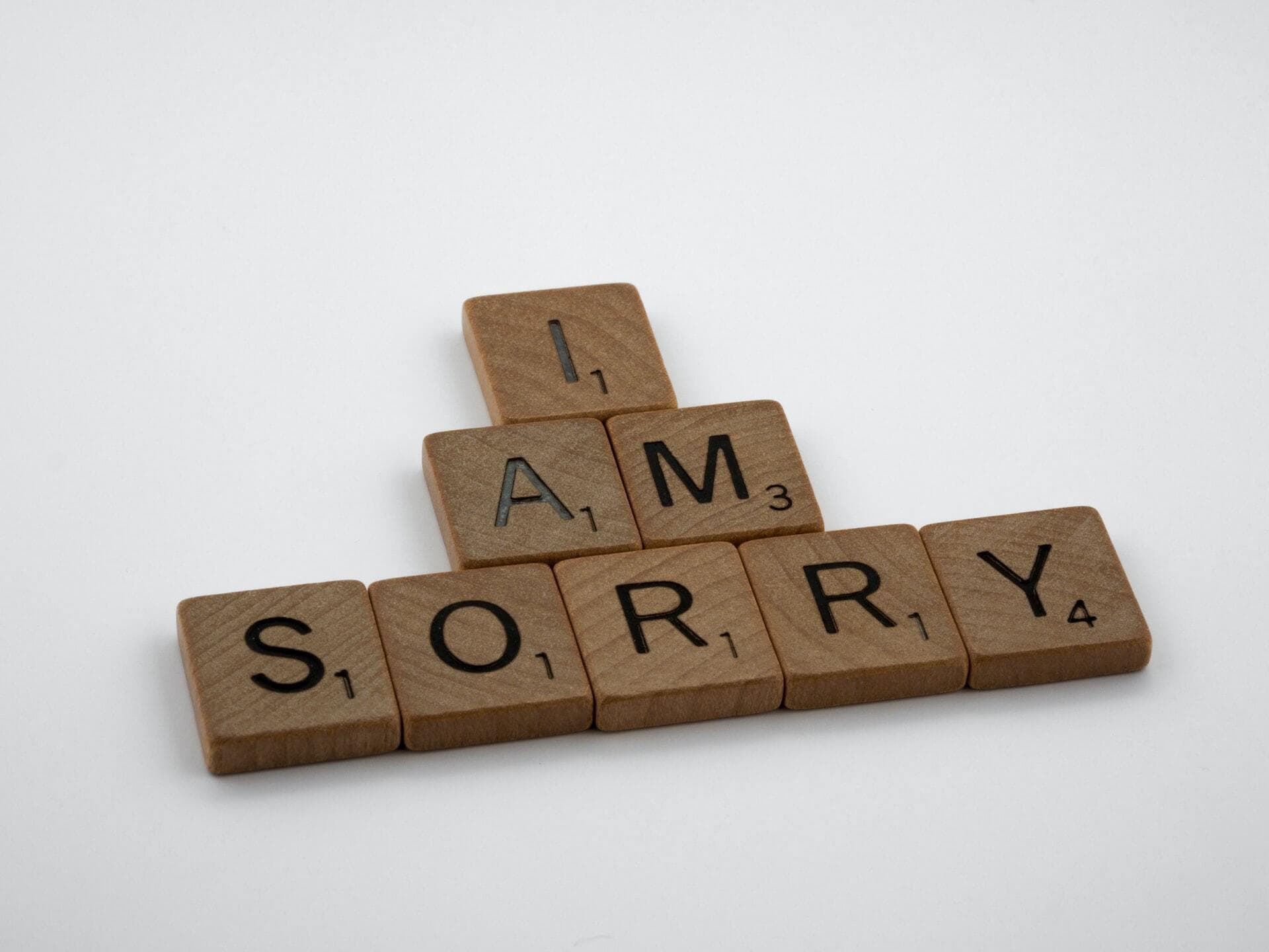 I am sorry spelled out in children's blocks
