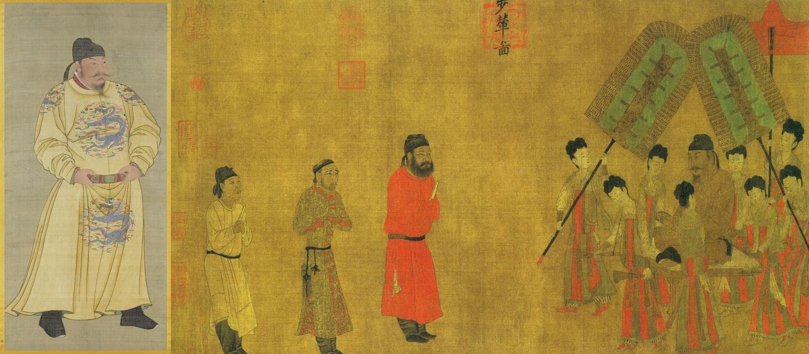 Portrait of Emperor Taizong and painting of chariot diagram, Bu Nian Tu