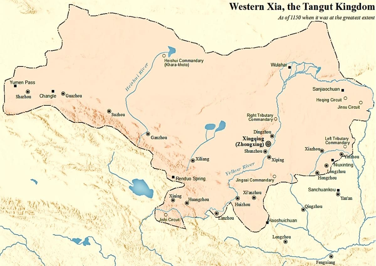 Map of Western Xia in 1150